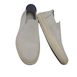 Rothy’s Original Slip-On Sneakers White Knit Blue Stripe M7 W8.5